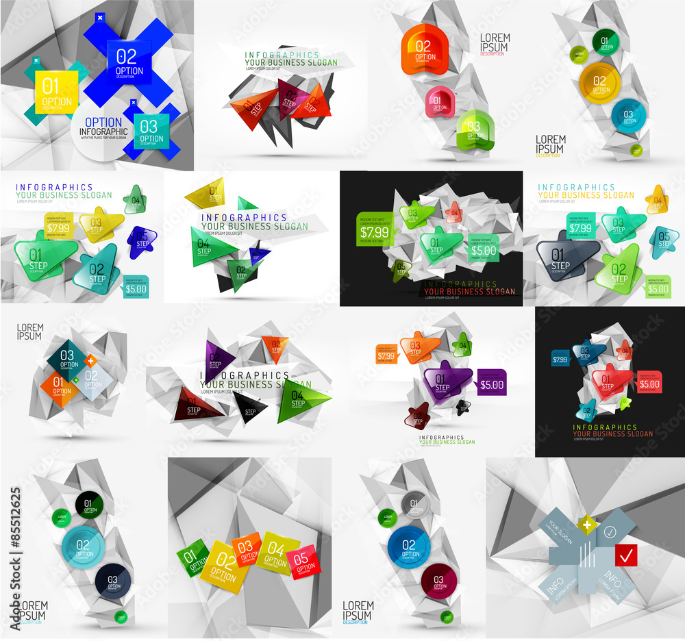 Fototapeta premium Set of light, paper design option infographic banner templates