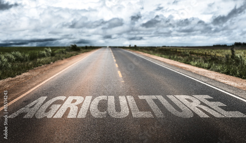 Agriculture written on rural road