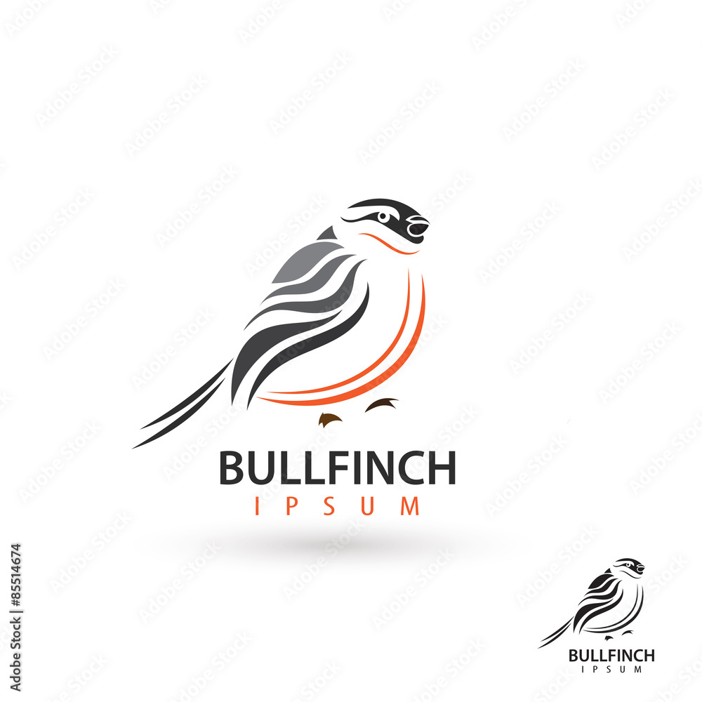 Fototapeta premium Bullfinch logo design. Abstract concept bird. Creative artistic idea. Vector illustration.