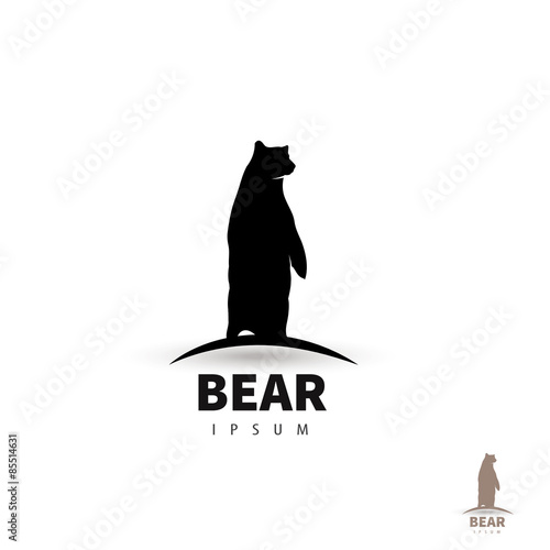 Stylized bear logo design template. Artistic animal silhouette. Creative concept logotype for your company. Vector illustration.