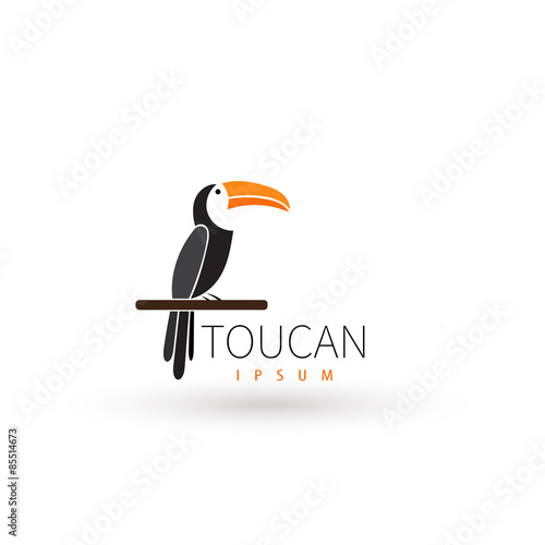 Stylized toucan logo design template. Artistic bird silhouette. Creative concept logotype for your company. Vector illustration.