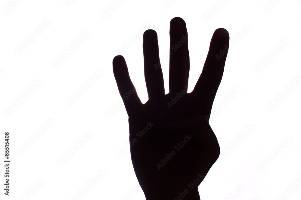 Black contrast hand showing numbers with fingers. Black contrast hand showing numbers with fingers.