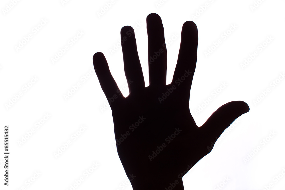 Black contrast hand showing numbers with fingers.