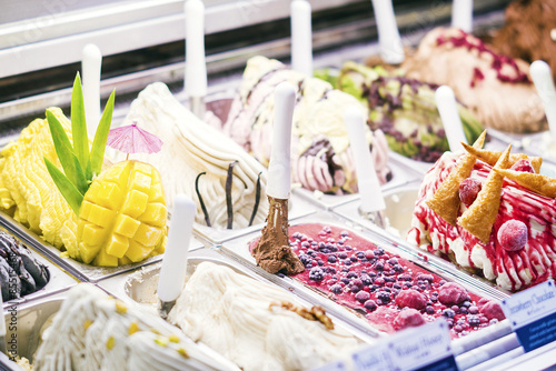 classic italian gelato ice cream in shop display