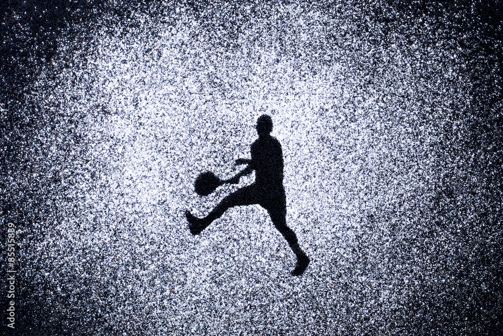 sport concept, shape of man in action by powder. Part of a tenni sport concept, shape of man in action by powder. Part of a tenni
