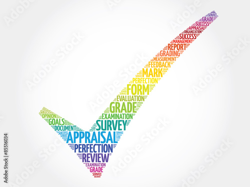 Colorful Appraisal check mark, vector business concept words cloud