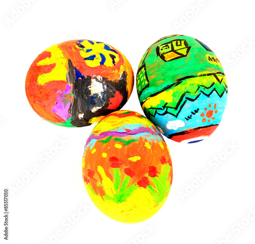 colorful easter eggs isolate on white background.