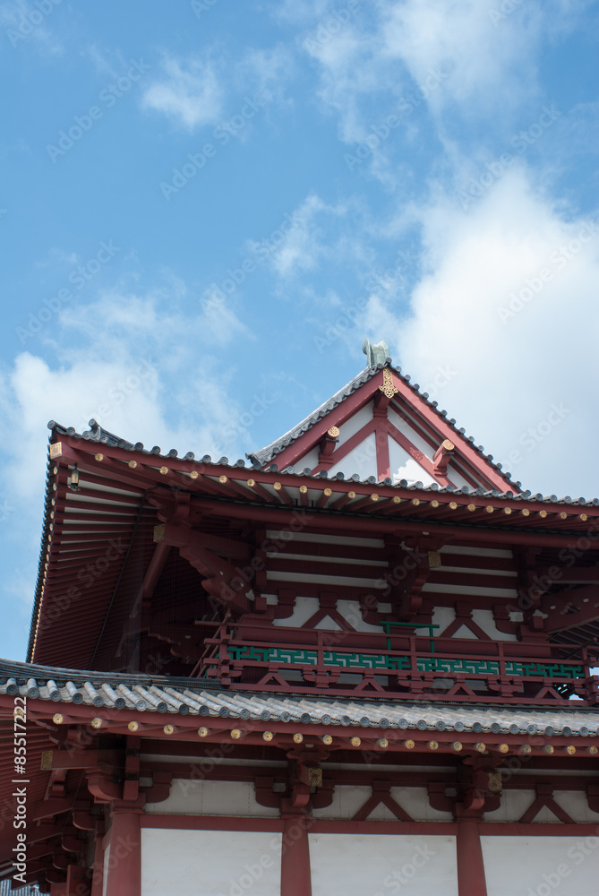 Temple and sky, Osaka, Japan
