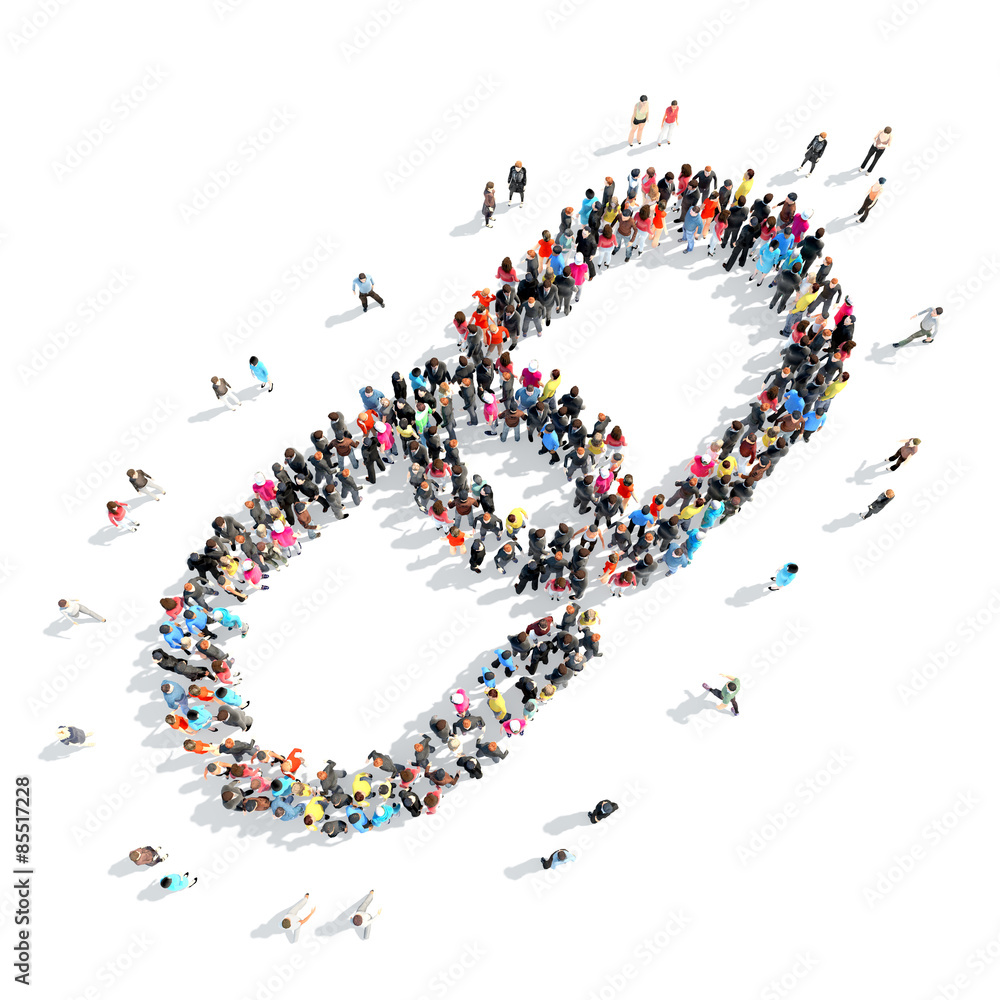 people in the shape of a chain. people in the shape of a chain.