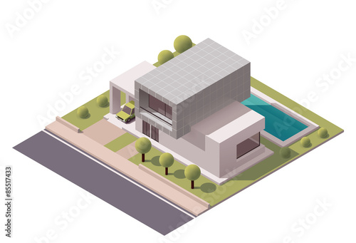 Vector isometric modern house