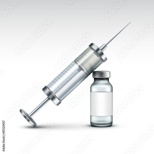 Vector Glass Medical Syringe Isolated on White