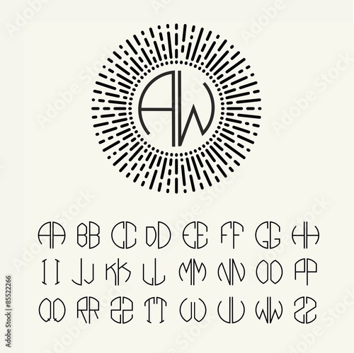 Set  template letters to create monograms of two letters 