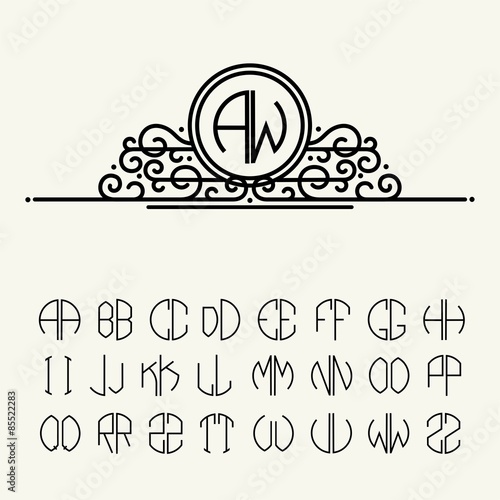 Set  template letters to create monograms of two letters le