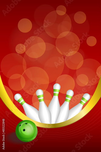 Background red bowling green ball frame vertical gold ribbon 