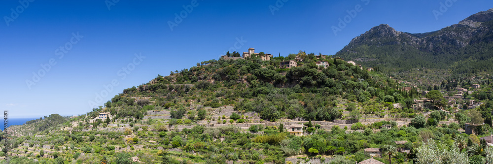 Panorama of hilltop village Deia