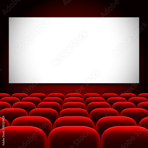 Cinema screen and red seats vector background