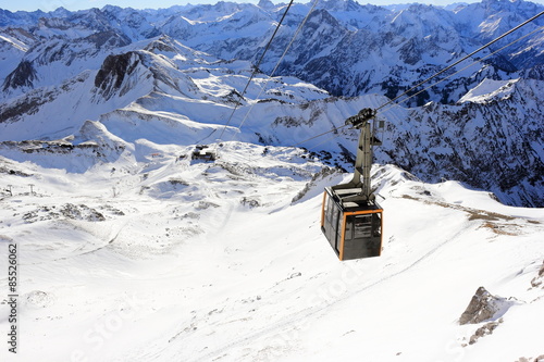 Nebelhorn cable car in winter. The Alps, Germany.  photo
