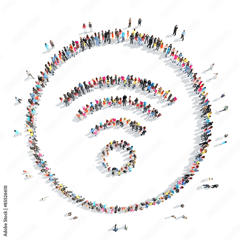 people in the shape of an Wi fi. people in the shape of an Wi fi.