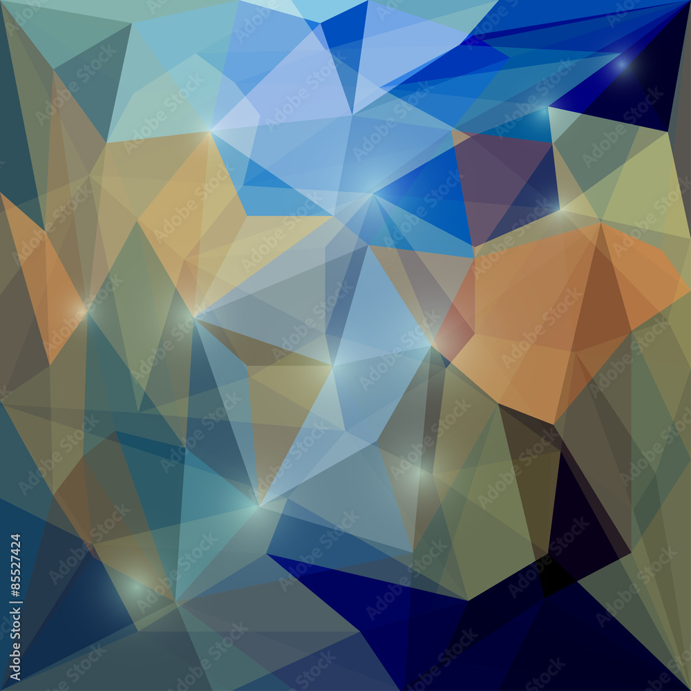 Fototapeta premium Abstract bright polygonal triangular background with glaring lights