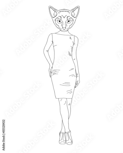 Hand draw cat girl