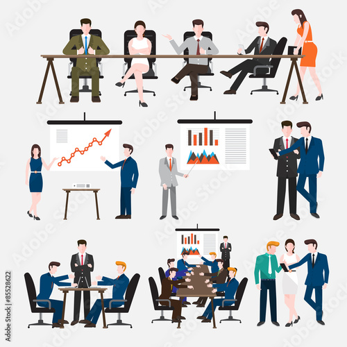 Business Peoples acting in workplace - Vector Illustration, Graphic Design Editable For Your Design.
