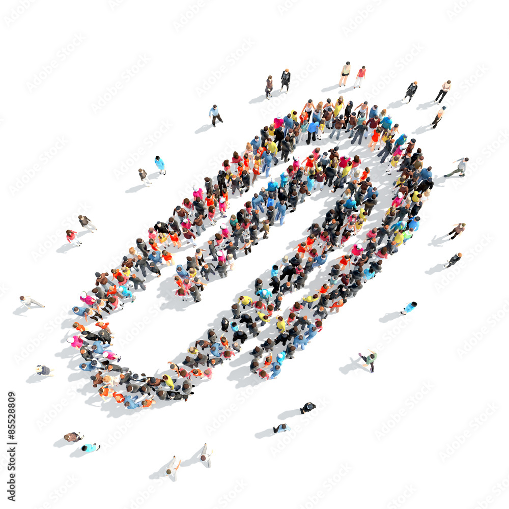 people in the shape of a paper clip sign. people in the shape of a paper clip sign.