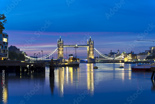 Famous Tower Bridge by night  London  England  United Kingdom  