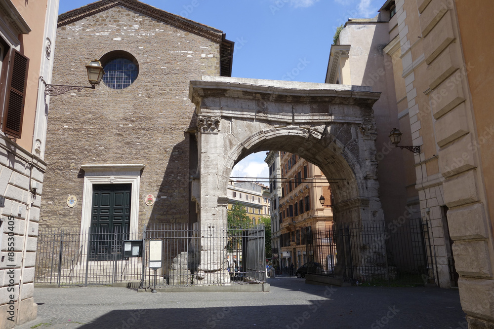 Triumphal Arch of Gallienus and the church of San Vito Rome Italy