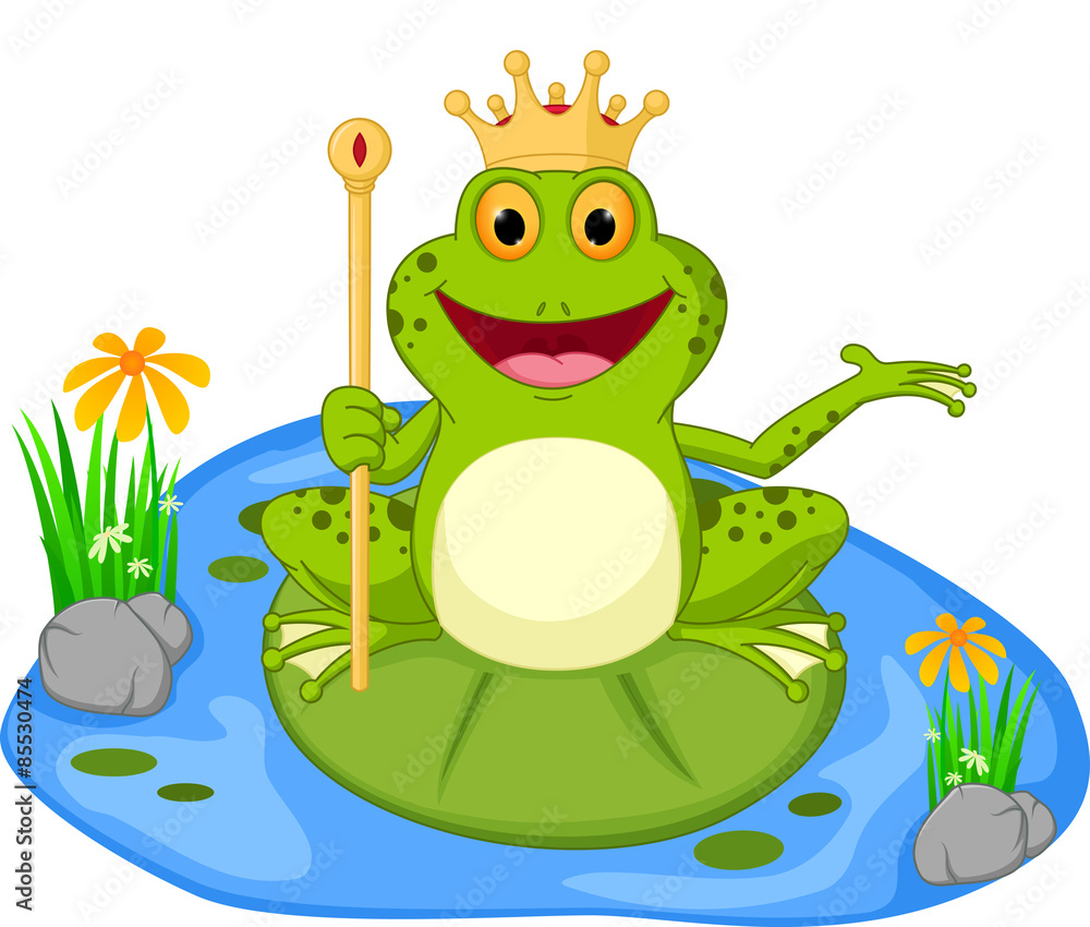 Fototapeta premium prince frog cartoon presenting