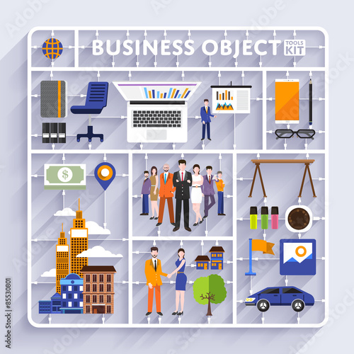 Plastic model kit for concept business and workplace city.Flat design vector illustrate.
