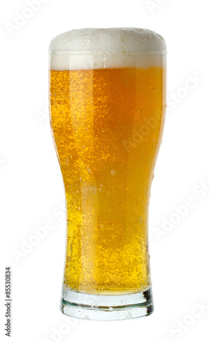 glass of beer isolated on the white background
