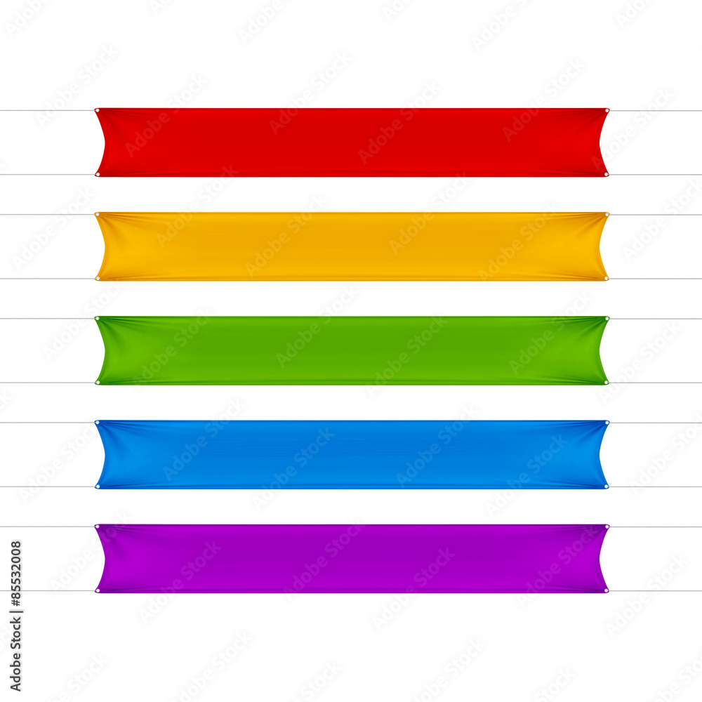 Red, Yellow, Green, Blue and Purple Empty Banners Red, Yellow, Green, Blue and Purple Empty Banners