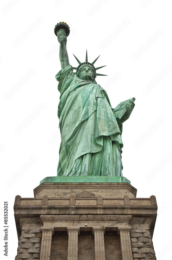 Statue of Liberty on isolated white background, New York City, USA