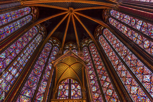 Stained Glass Cathedral Ceiling Sainte Chapelle Paris France © Bill Perry
