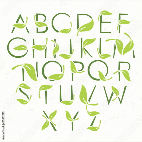 Vector green eco alphabet