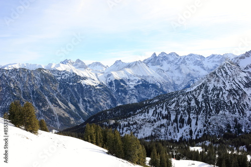 The Fellhorn Mountain in winter. Alps  Germany. 
