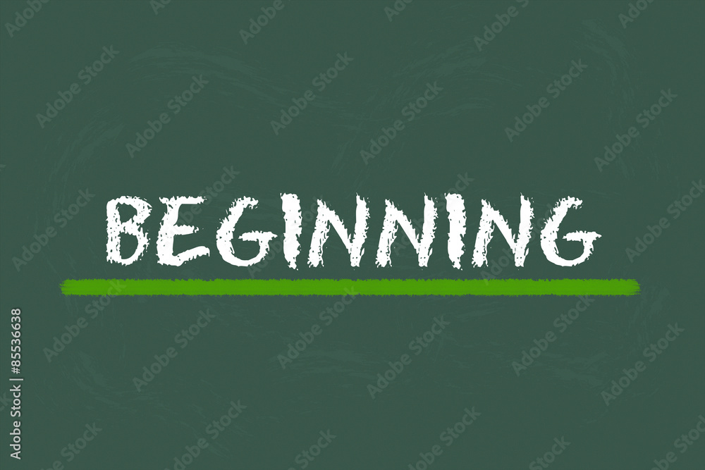 Obraz premium beginning white script on a green blackboard