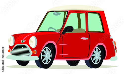 Caricatura Mini rojo vista frontal y lateral