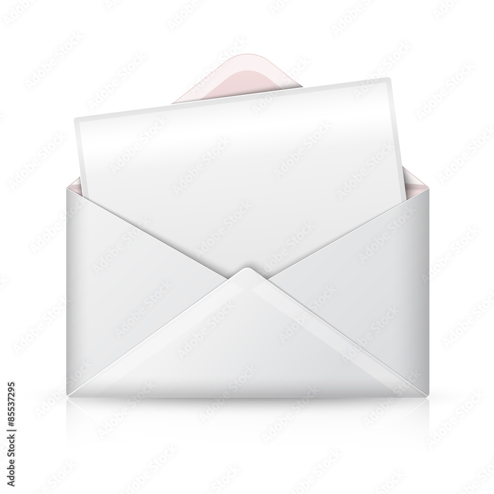 Blank realistic vector white opened envelope and postcard for Blank realistic vector white opened envelope and postcard for