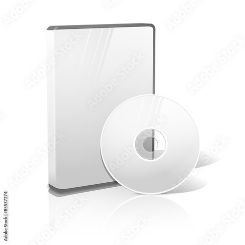 White realistic isolated DVD, CD, Blue-Ray case with disk
