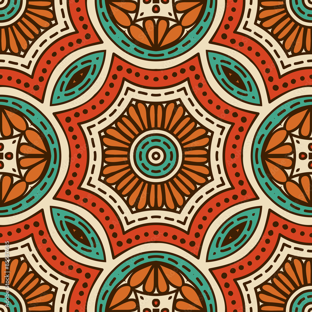 Ethnic floral seamless pattern