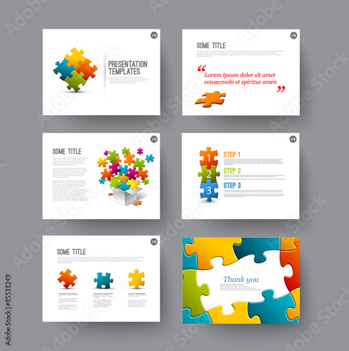 Presentation slides with infographic elements