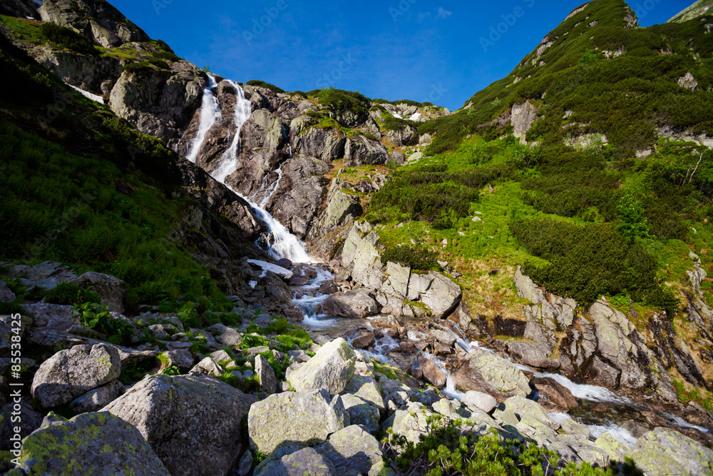 Beautiful Tatry mountains landscape Five Lakes Valley