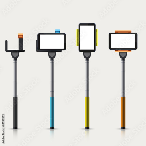 vector set of modern monopod for self 