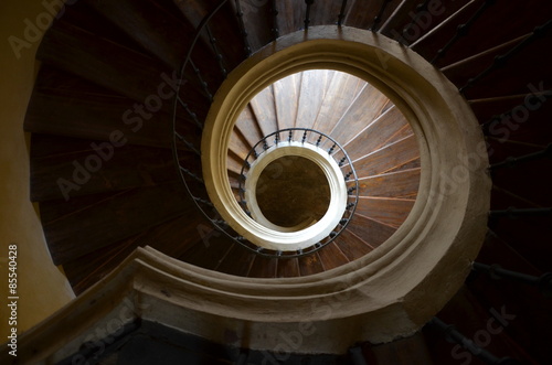 spiral staircase in church - view from up