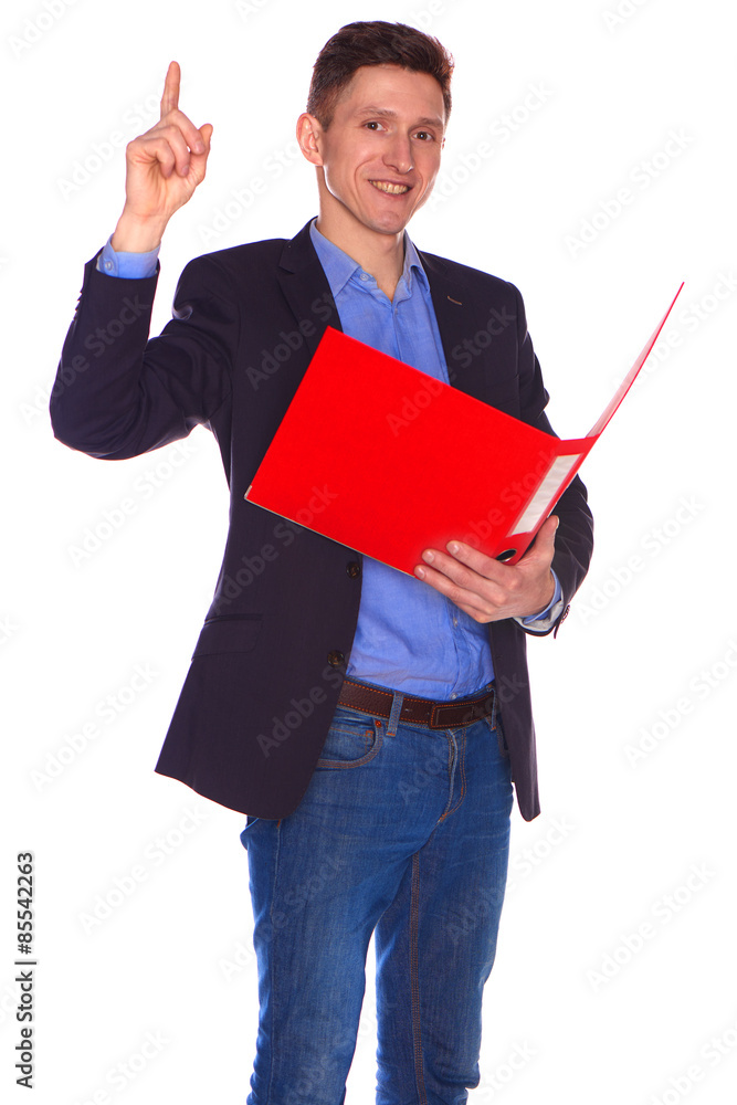 Portrait of businessman with folder, isolated on white background Portrait of businessman with folder, isolated on white background