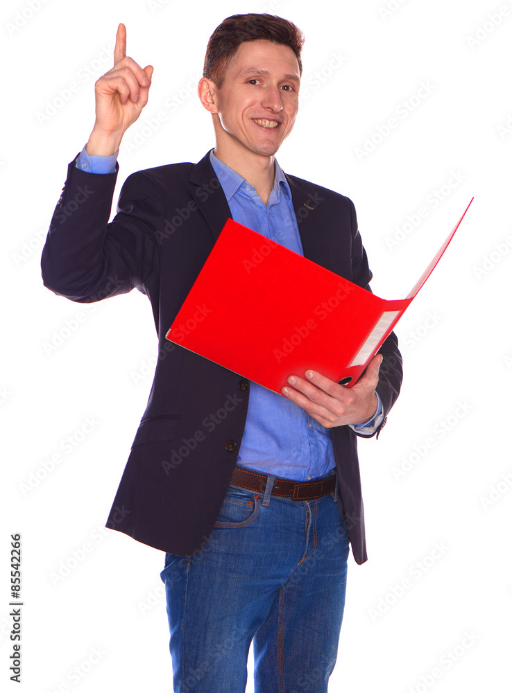 Portrait of businessman with folder, isolated on white background Portrait of businessman with folder, isolated on white background