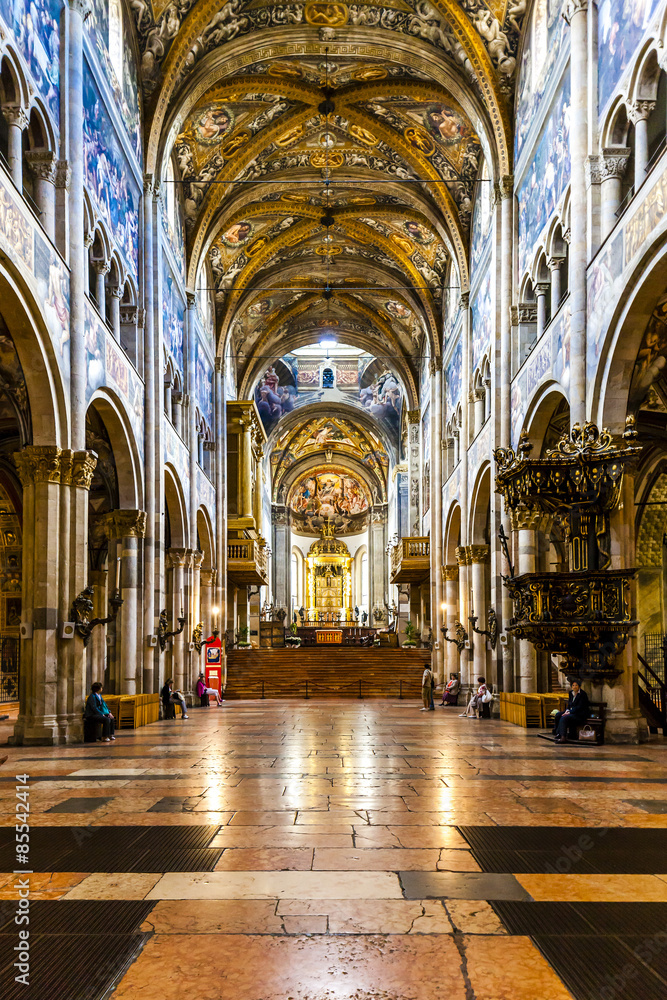 interior of Parma Cathedral, Emilia-Romagna, Italy