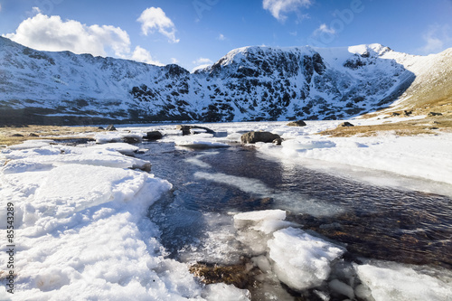 Frozen river, Lake District, UK.