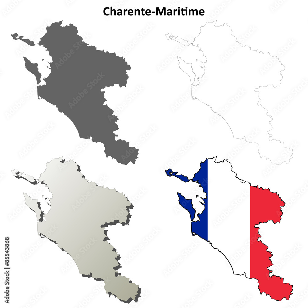 Fototapeta premium Charente-Maritime (Poitou-Charentes) outline map set